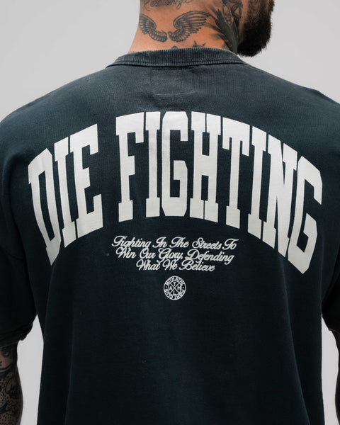 Camiseta Oversized Estonada Mith Athl Die Fighting Chumbo