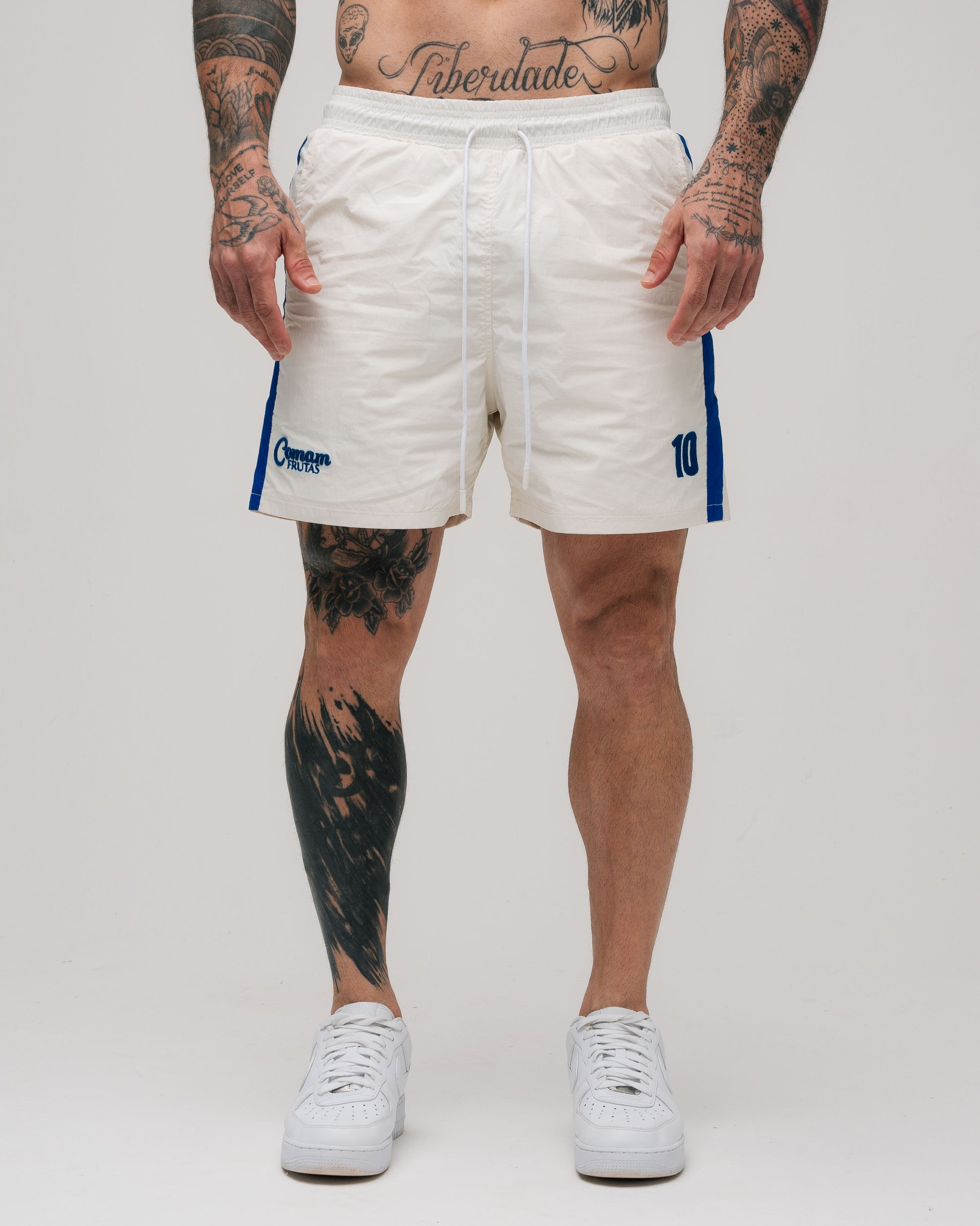 Shorts Curto de Tactel Mith Comam Frutas BR Off White