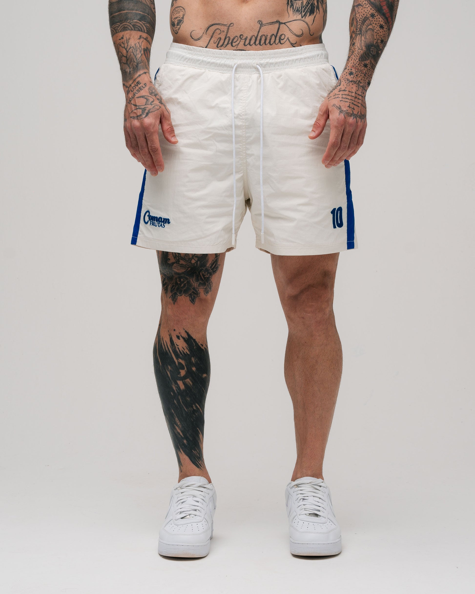 Shorts Curto de Tactel Mith Comam Frutas BR Off White