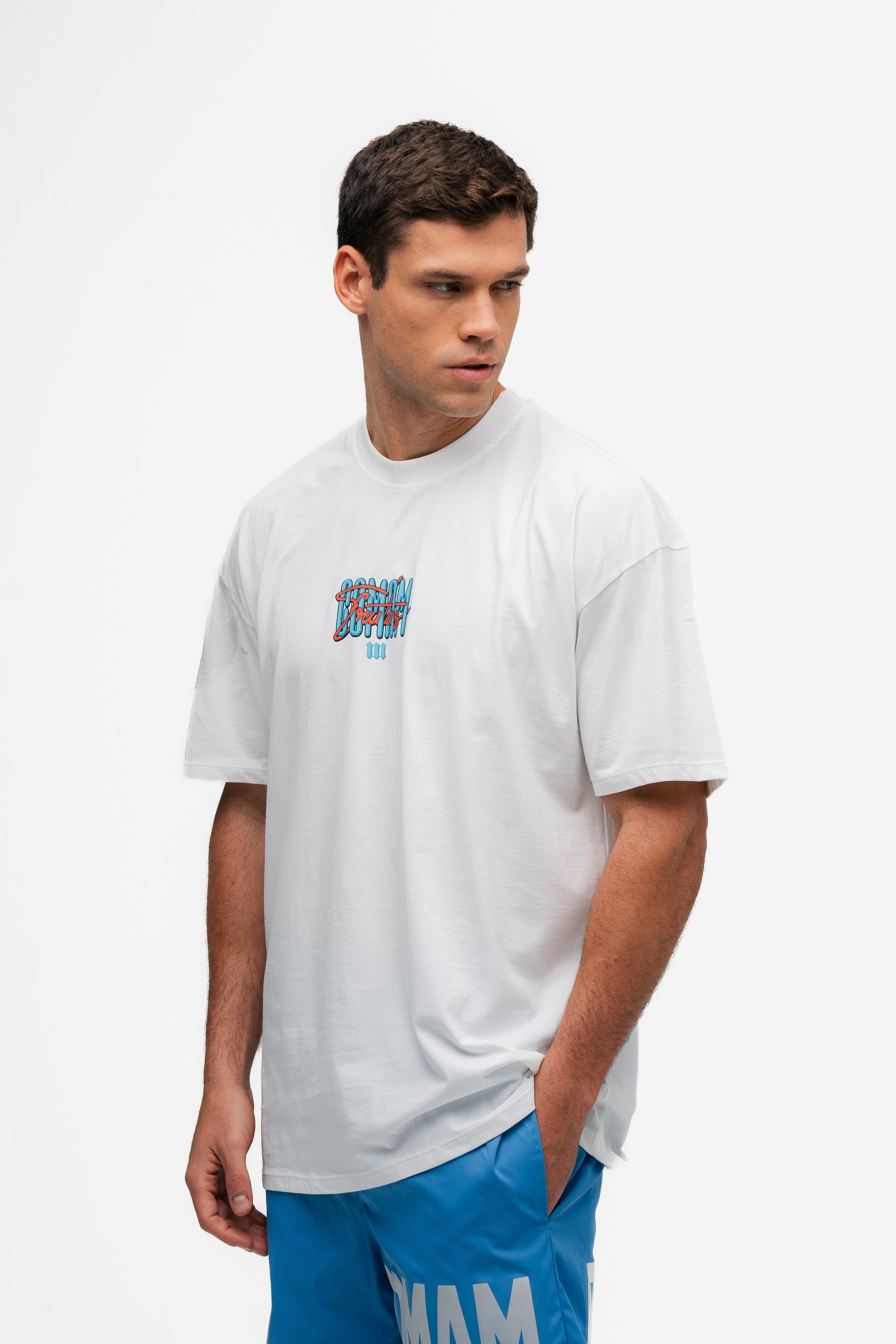 Camiseta Oversized Comam Frutas Lettering Off White