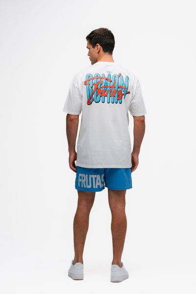 Camiseta Oversized Comam Frutas Lettering Off White