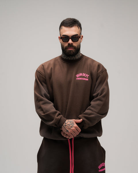 Blusa De Moletom Estonada Iron Dept. Marrom