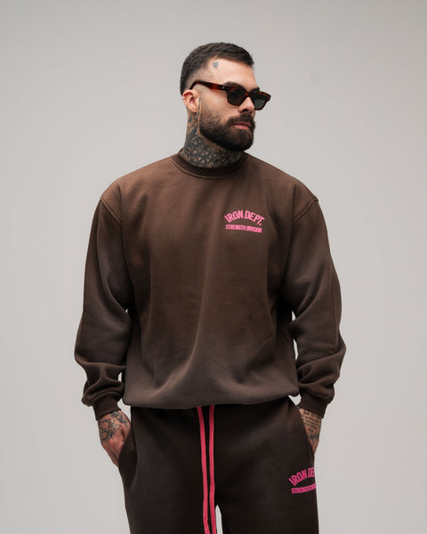 Blusa De Moletom Estonada Iron Dept. Marrom