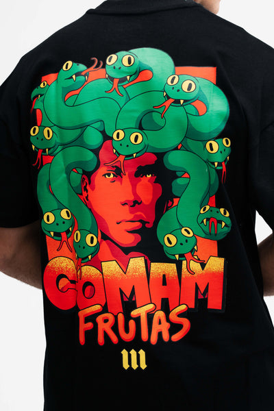 Camiseta Oversized Comam Frutas Gorgons Preto