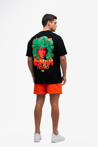 Camiseta Oversized Comam Frutas Gorgons Preto
