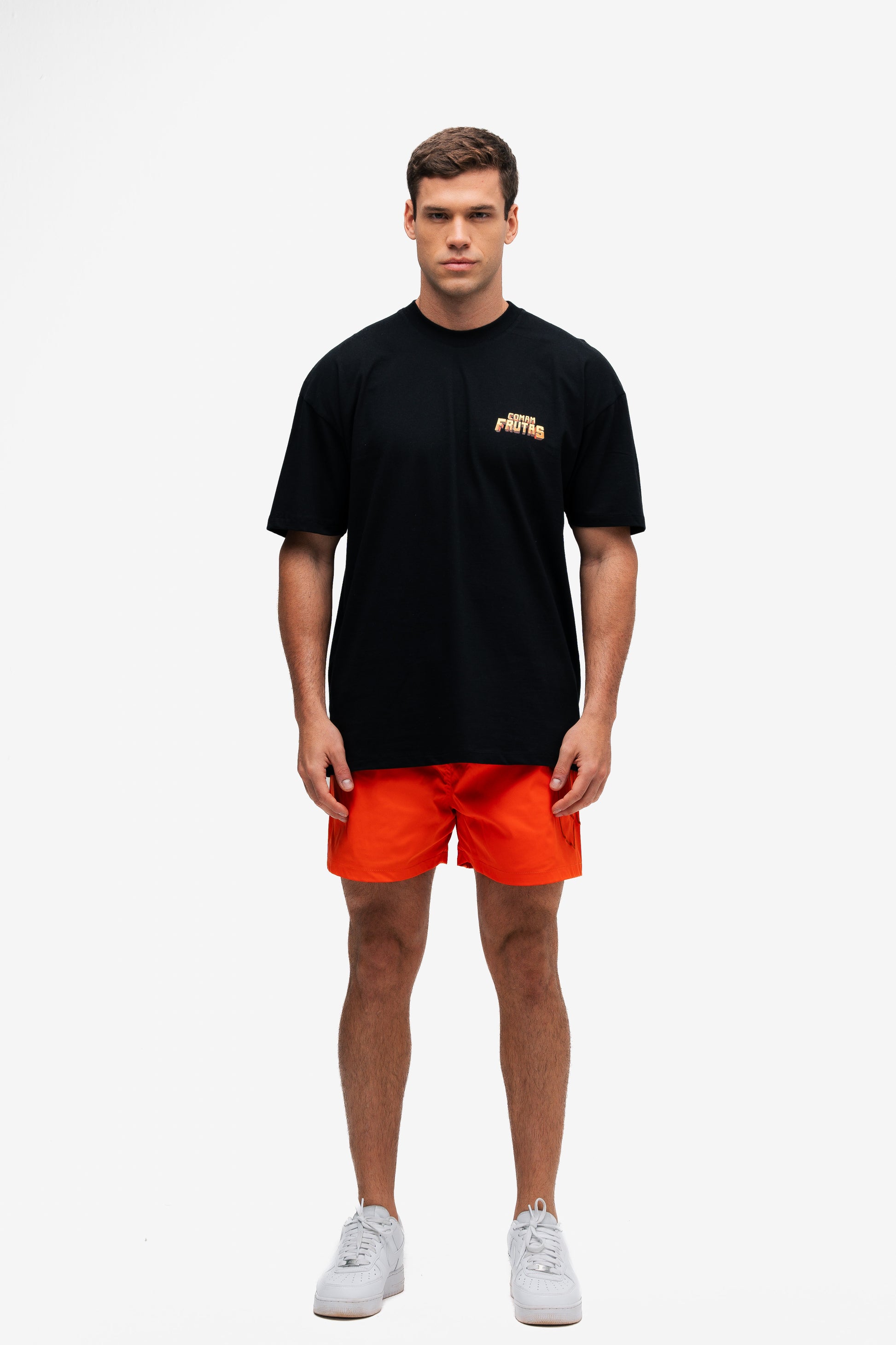 Camiseta Oversized Comam Frutas Quem faz Dieta é Atleta Preto