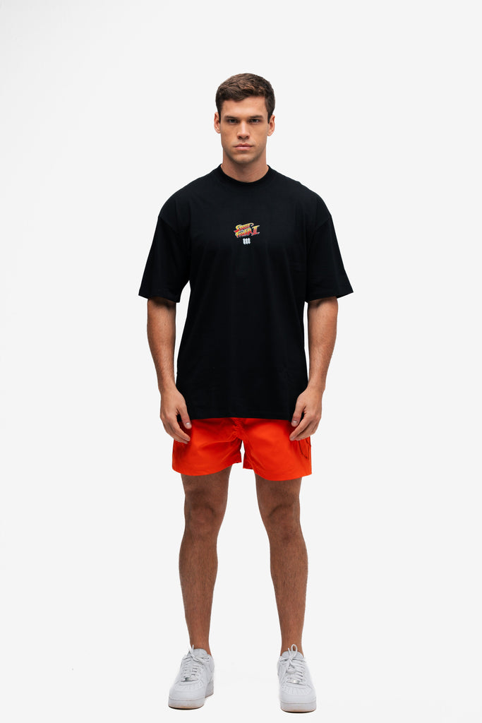 Camiseta Oversized Street Fighter Car Stage Bonus Preto