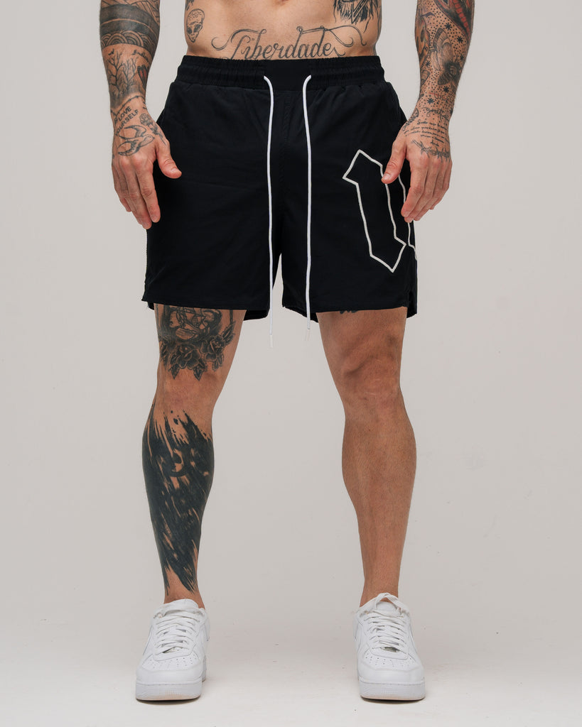 Shorts de Tactel Curto Embroidery Mith Nation Preto