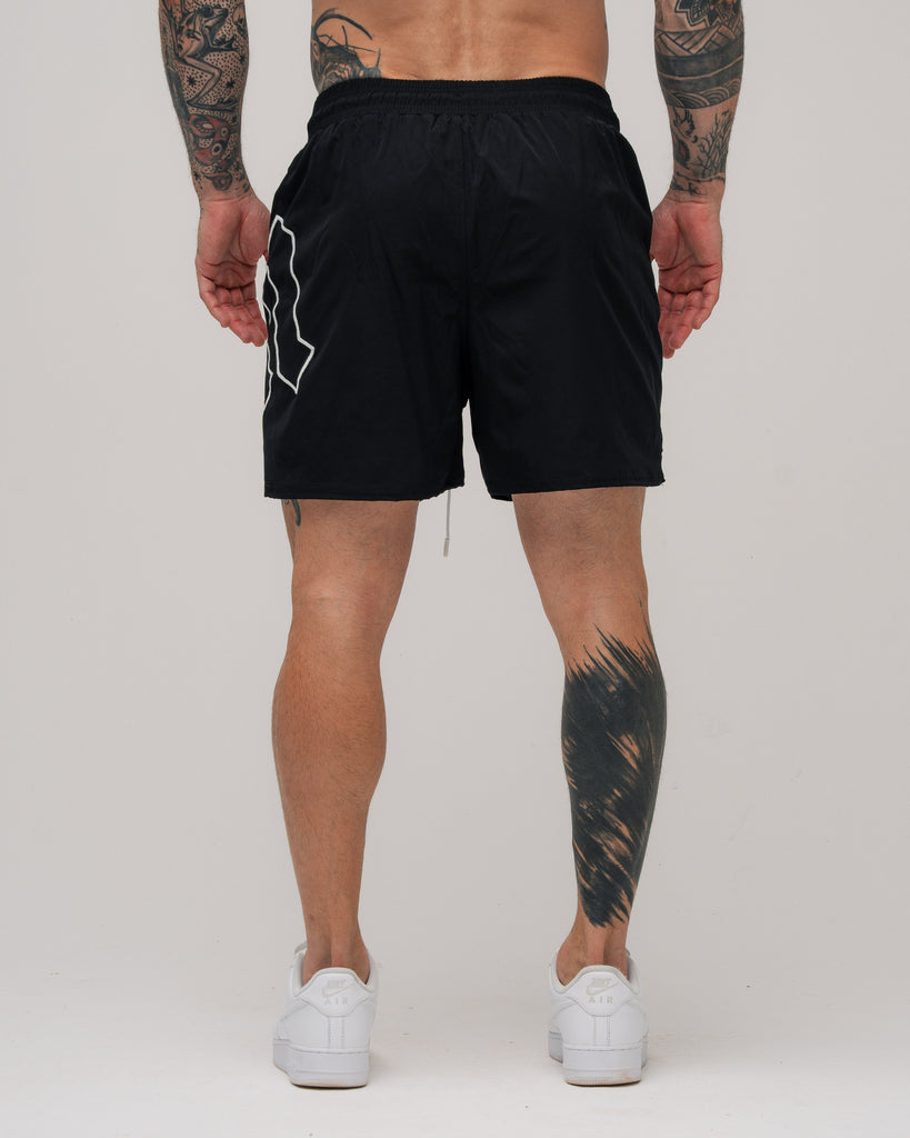Shorts de Tactel Curto Embroidery Mith Nation Preto