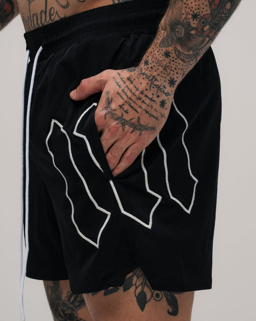 Shorts de Tactel Curto Embroidery Mith Nation Preto