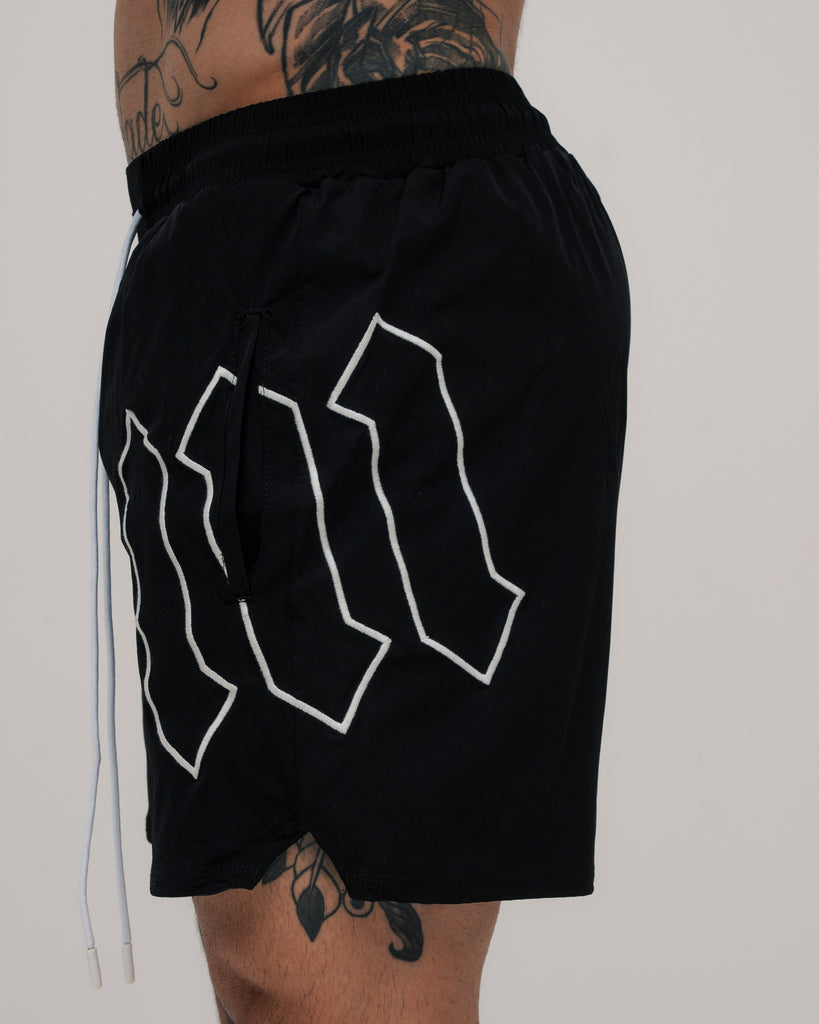 Shorts de Tactel Curto Embroidery Mith Nation Preto