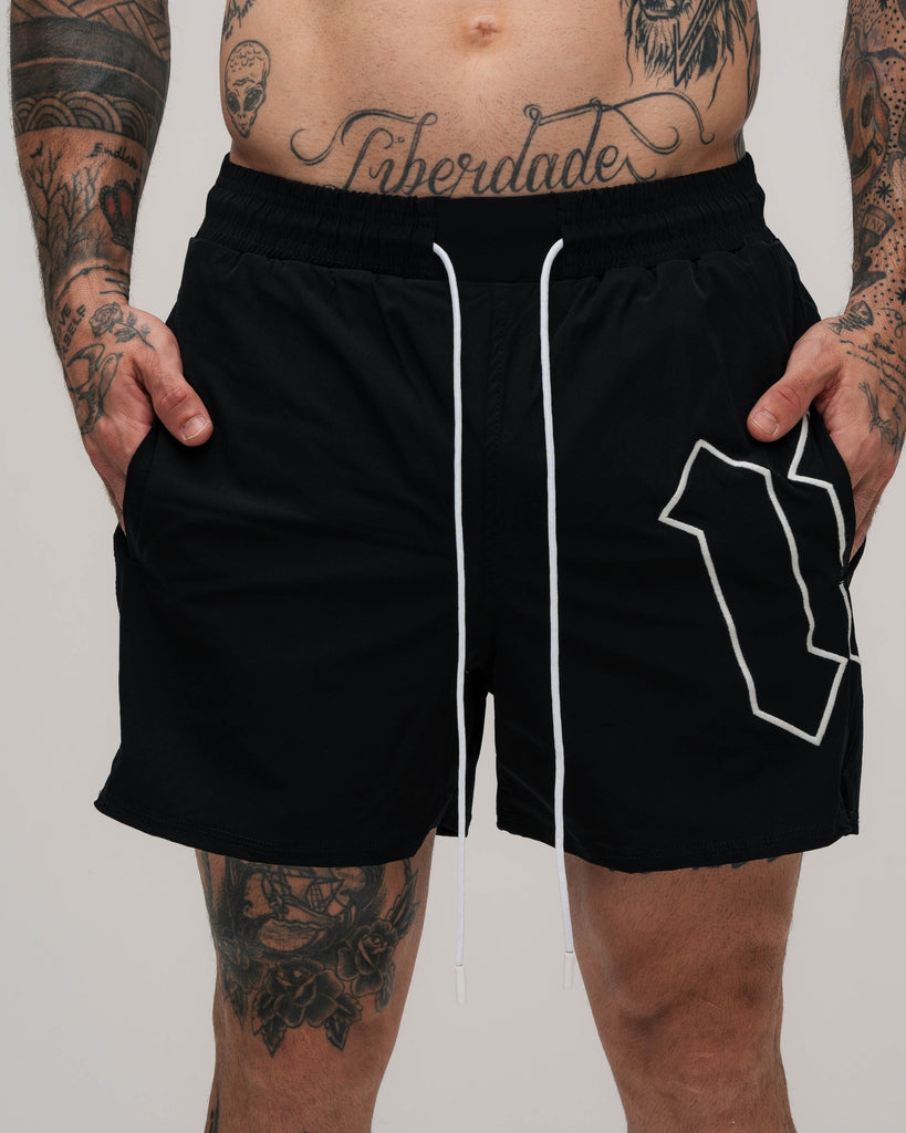 Shorts de Tactel Curto Embroidery Mith Nation Preto