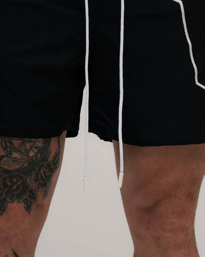 Shorts de Tactel Curto Embroidery Mith Nation Preto