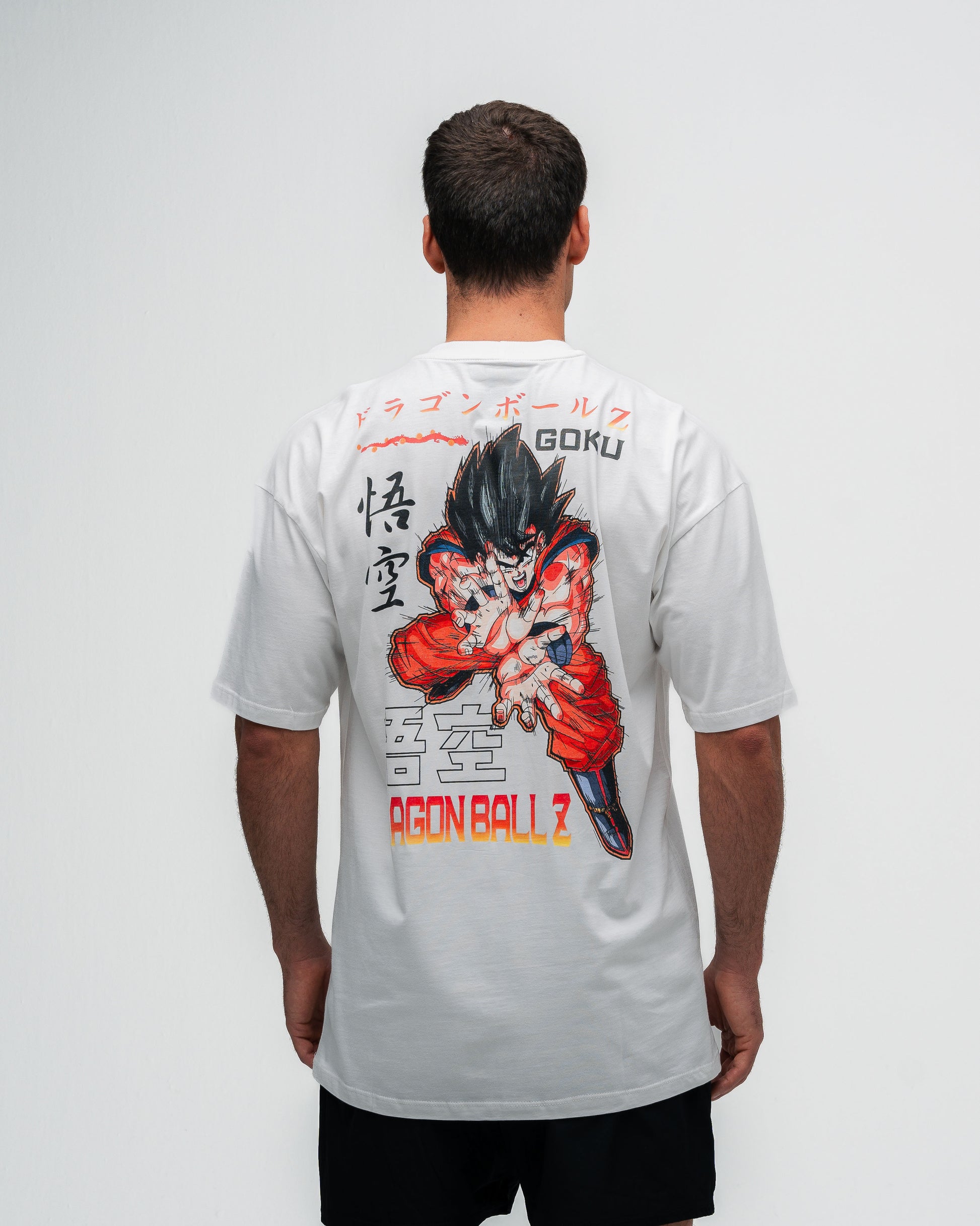 Camiseta Oversized Estonada Dragon Ball Z Goku Kanji Off White