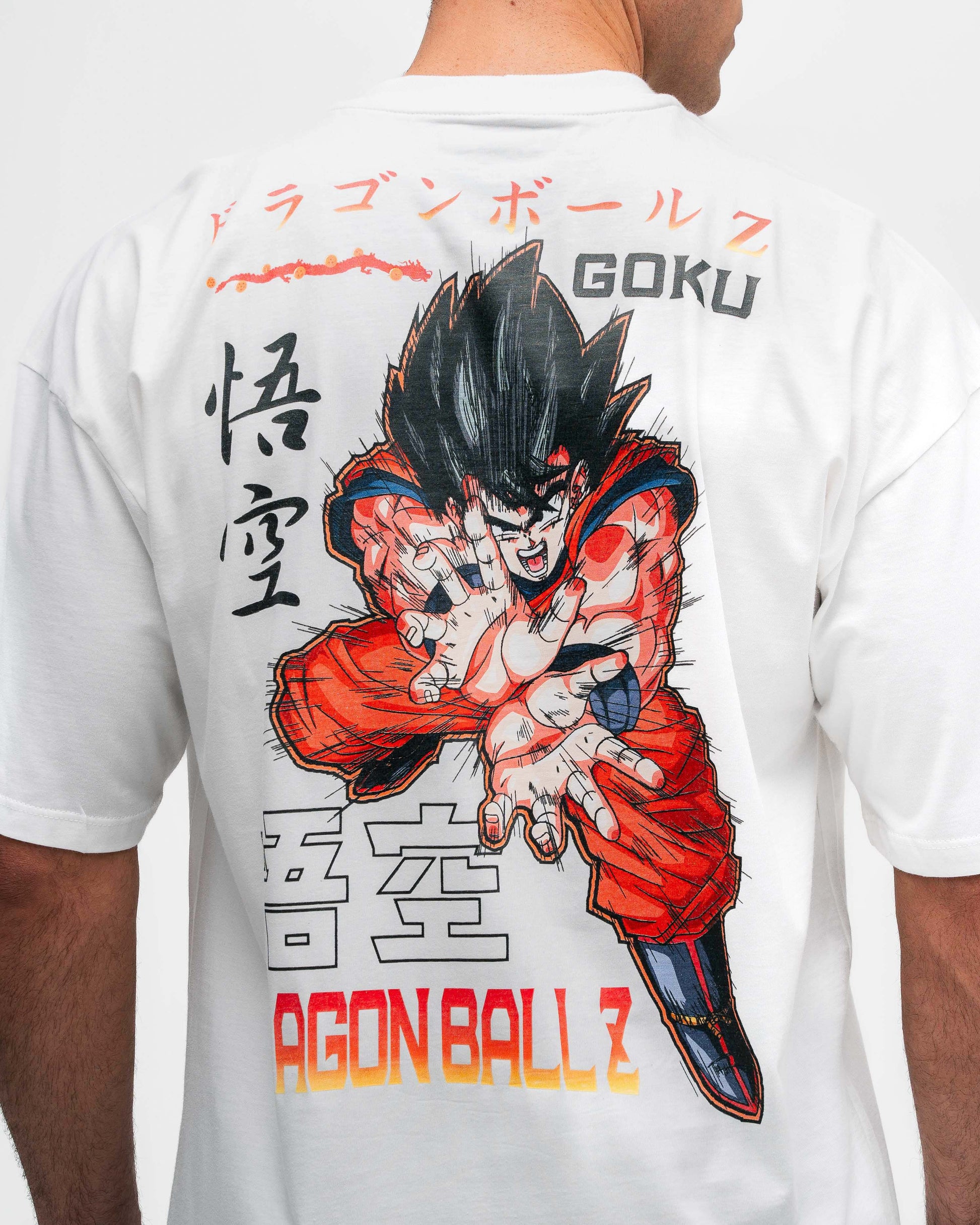 Camiseta Oversized Estonada Dragon Ball Z Goku Kanji Off White