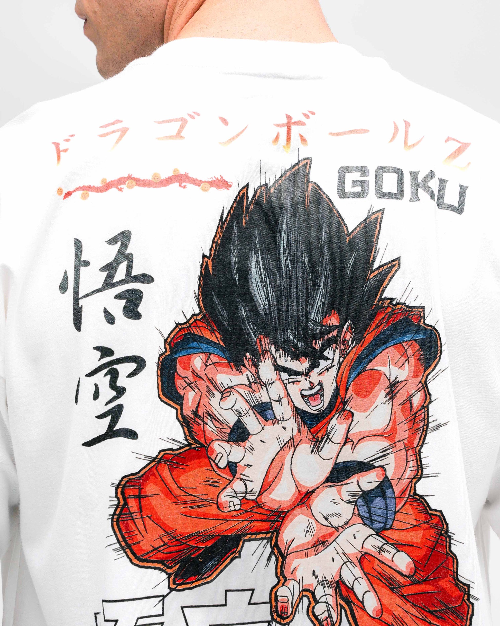 Camiseta Oversized Estonada Dragon Ball Z Goku Kanji Off White