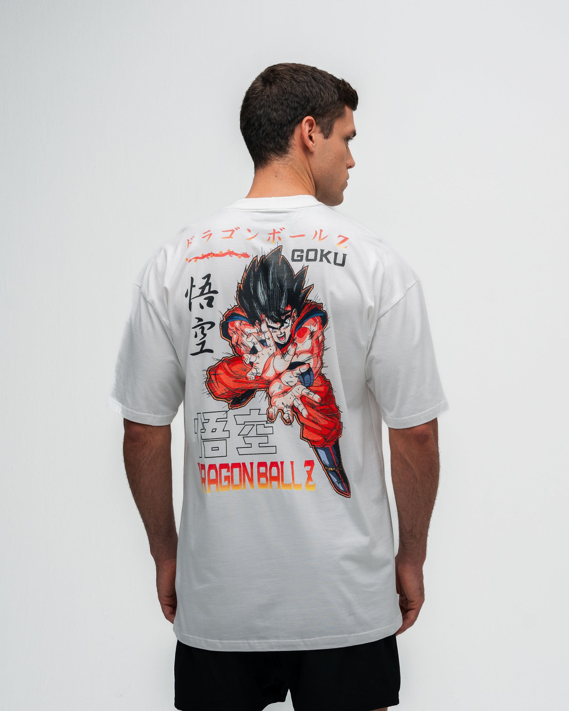 Camiseta Oversized Estonada Dragon Ball Z Goku Kanji Off White