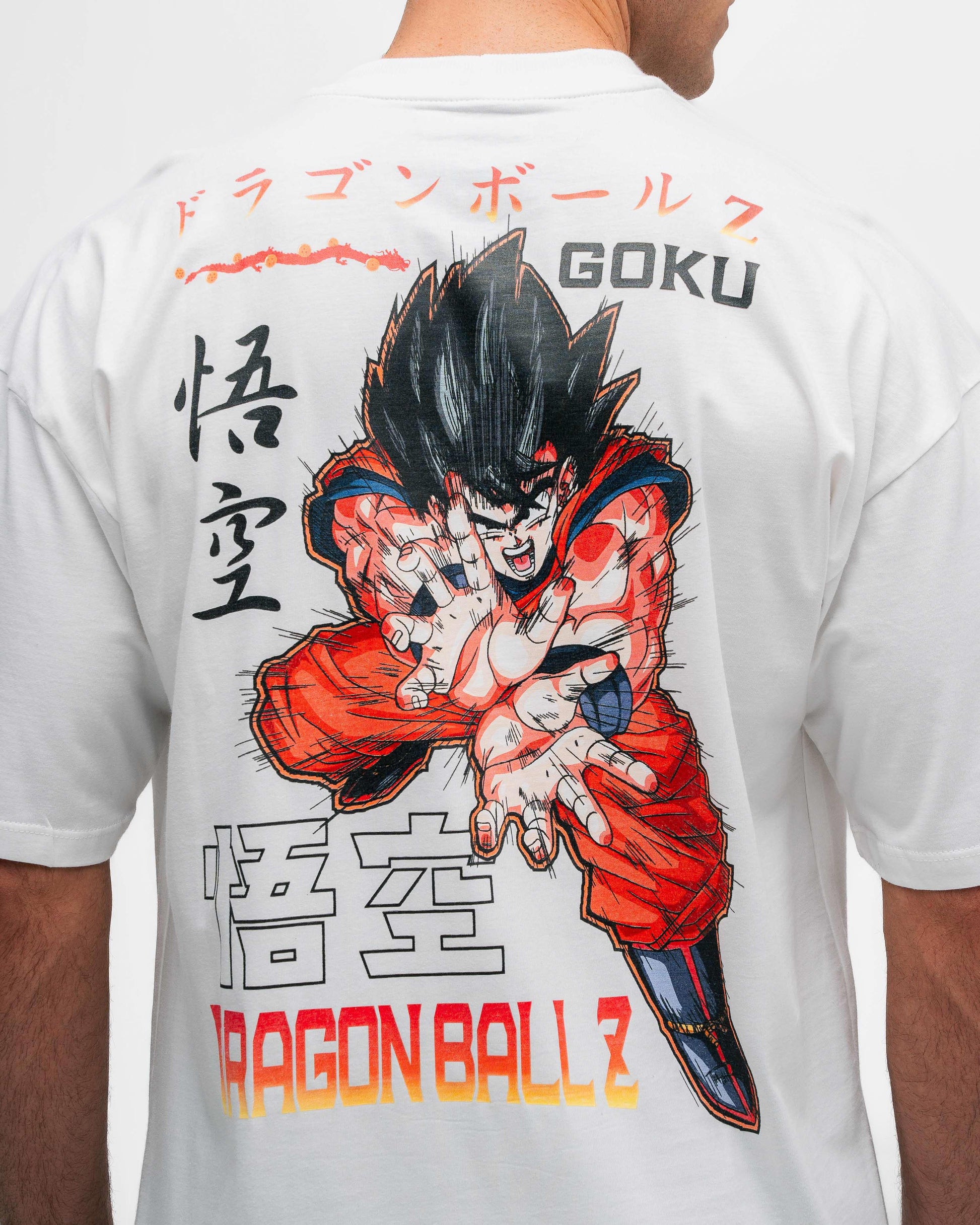 Camiseta Oversized Estonada Dragon Ball Z Goku Kanji Off White