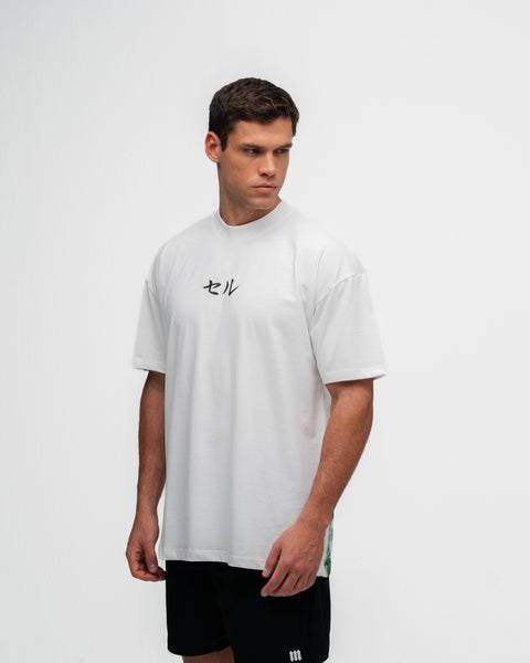 Camiseta Oversized Dragon Ball Z Cell Off White