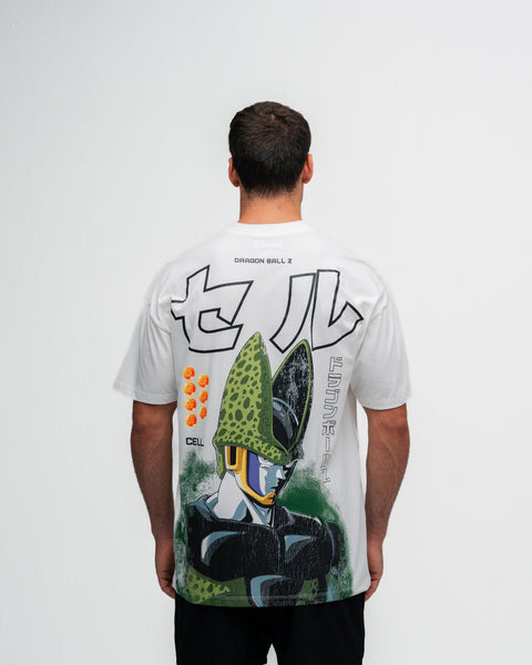 Camiseta Oversized Dragon Ball Z Cell Off White