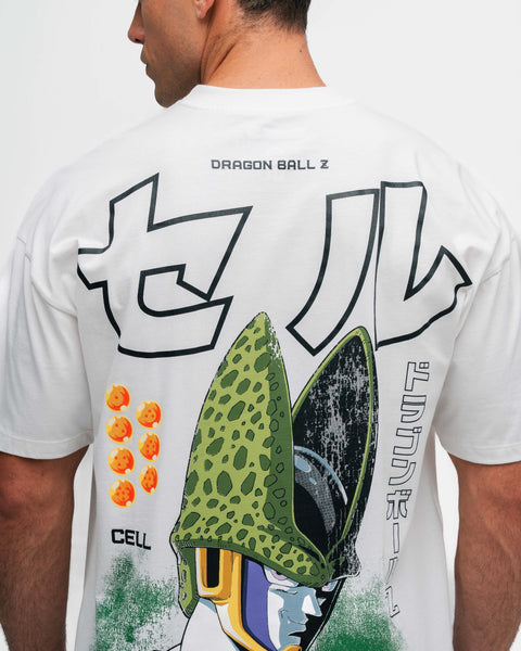 Camiseta Oversized Dragon Ball Z Cell Off White