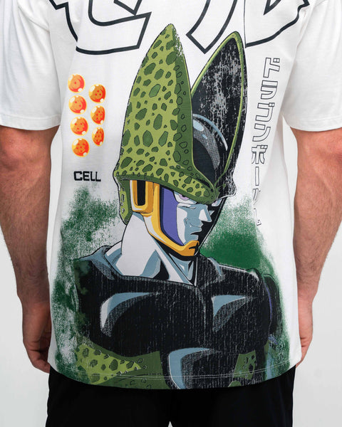 Camiseta Oversized Dragon Ball Z Cell Off White