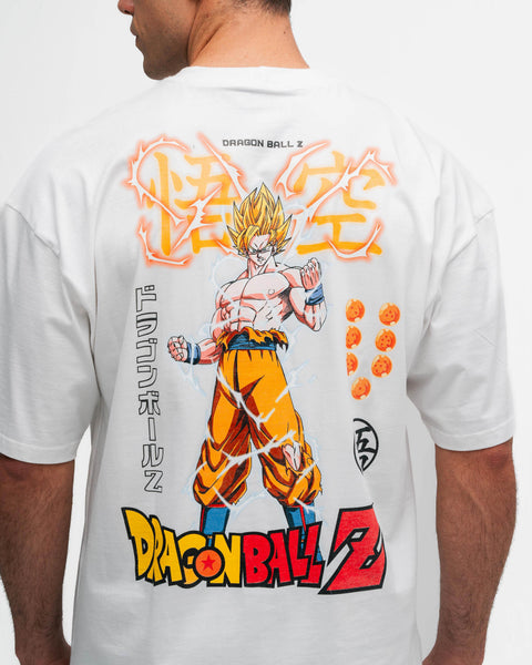 Camiseta Oversized Dragon Ball Z Goku Sayajin Off White