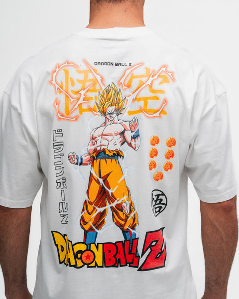 Camiseta Oversized Dragon Ball Z Goku Sayajin Off White