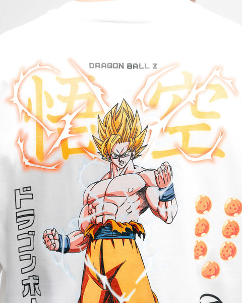 Camiseta Oversized Dragon Ball Z Goku Sayajin Off White
