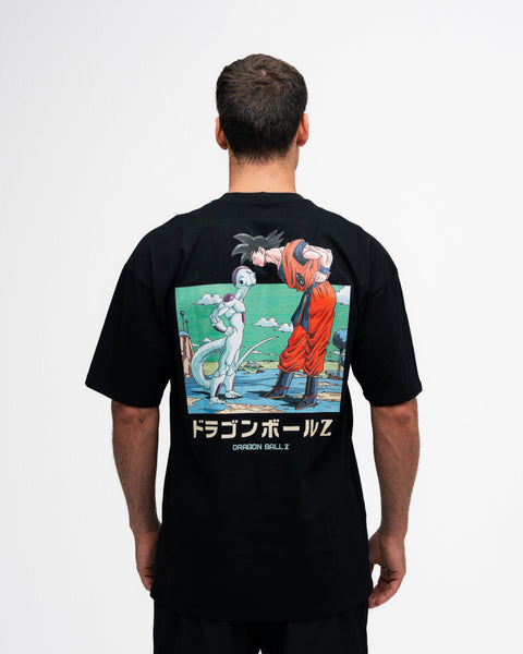 Camiseta Oversized Dragon Ball Z Frieza Vs Goku Preto