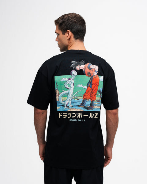 Camiseta Oversized Dragon Ball Z Frieza Vs Goku Preto