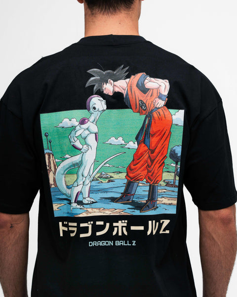 Camiseta Oversized Dragon Ball Z Frieza Vs Goku Preto