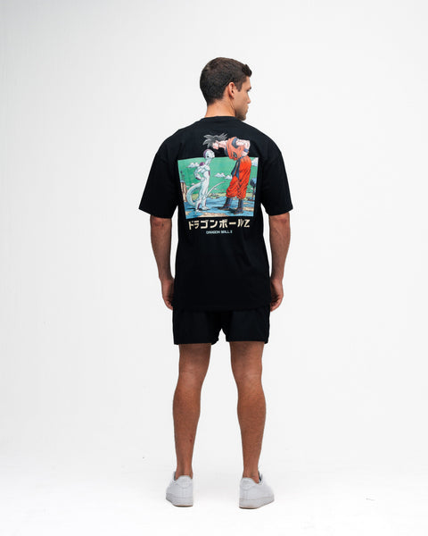 Camiseta Oversized Dragon Ball Z Frieza Vs Goku Preto