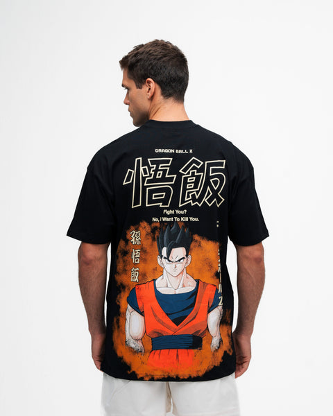 Camiseta Oversized Dragon Ball Z Gohan Preto