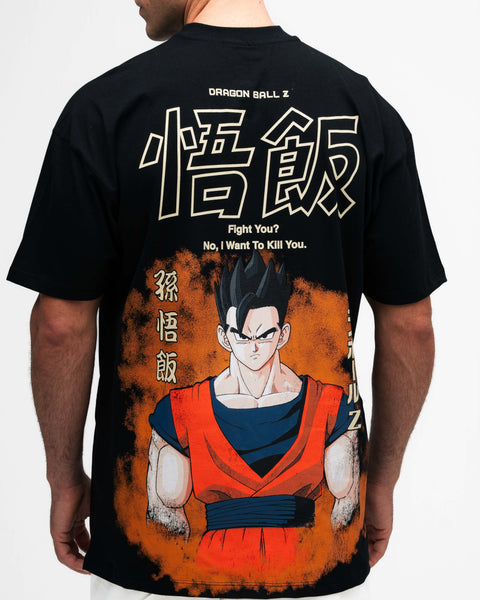 Camiseta Oversized Dragon Ball Z Gohan Preto