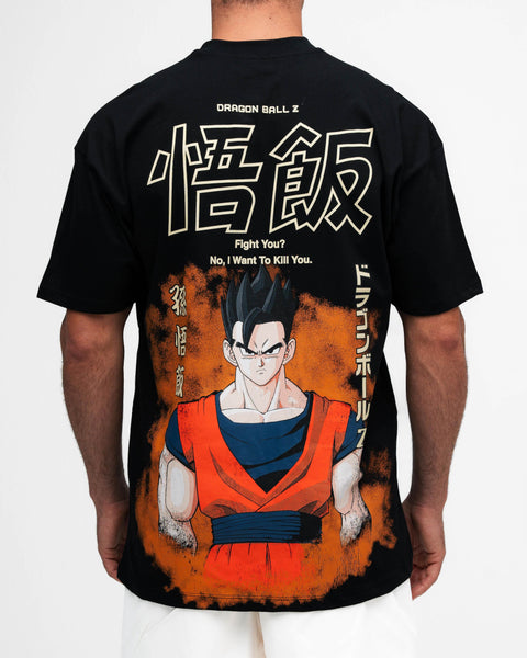 Camiseta Oversized Dragon Ball Z Gohan Preto