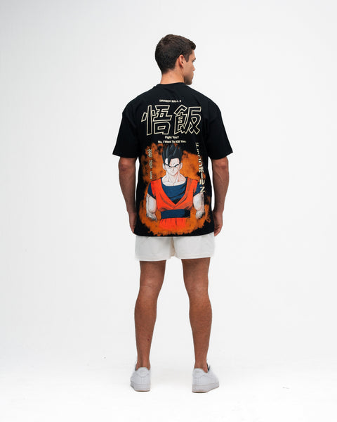 Camiseta Oversized Dragon Ball Z Gohan Preto