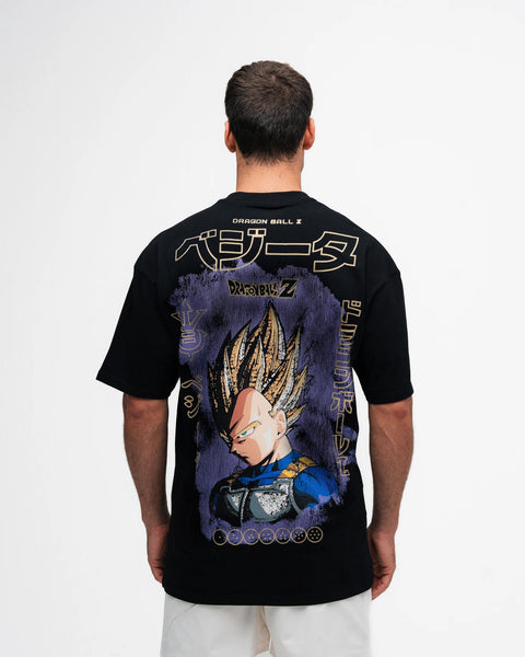 Camiseta Oversized Dragon Ball Z Vegeta Super Sayajin  Preto