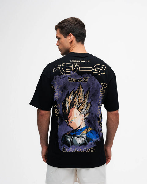 Camiseta Oversized Dragon Ball Z Vegeta Super Sayajin  Preto