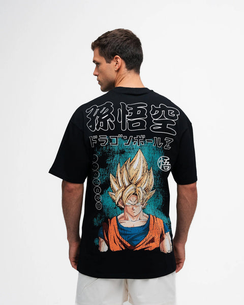Camiseta Oversized Dragon Ball Z Goku Super Sayajin Preto