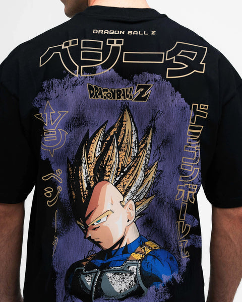 Camiseta Oversized Dragon Ball Z Vegeta Super Sayajin  Preto