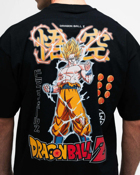 Camiseta Oversized Dragon Ball Z Goku Sayajin Preto