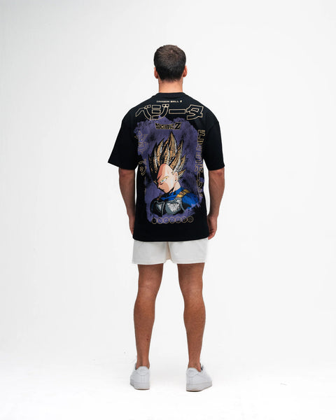 Camiseta Oversized Dragon Ball Z Vegeta Super Sayajin  Preto