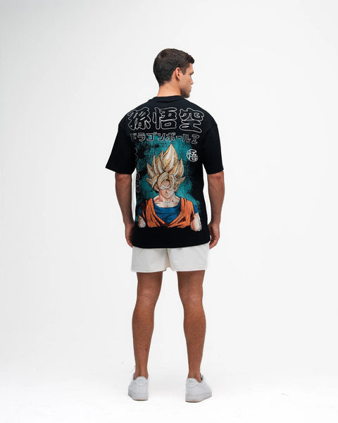 Camiseta Oversized Dragon Ball Z Goku Super Sayajin Preto