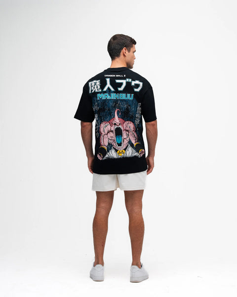 Camiseta Oversized Dragon Ball Z Kid Buu Green Preto