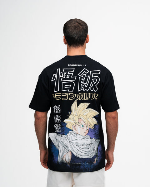 Camiseta Oversized Dragon Ball Z Son Gohan Preto