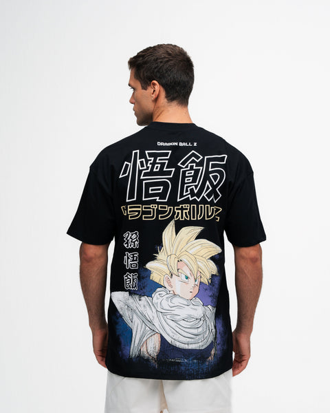 Camiseta Oversized Dragon Ball Z Son Gohan Preto
