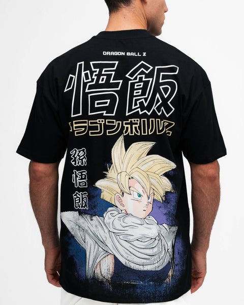 Camiseta Oversized Dragon Ball Z Son Gohan Preto