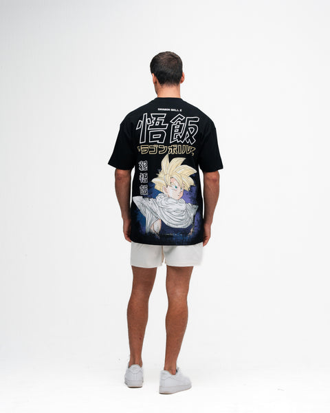 Camiseta Oversized Dragon Ball Z Son Gohan Preto
