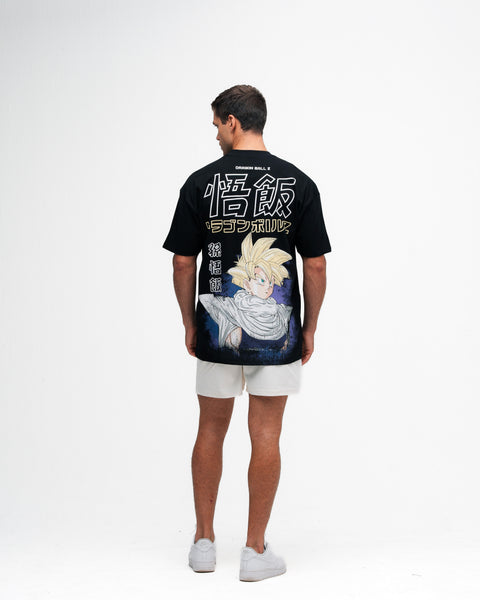 Camiseta Oversized Dragon Ball Z Son Gohan Preto